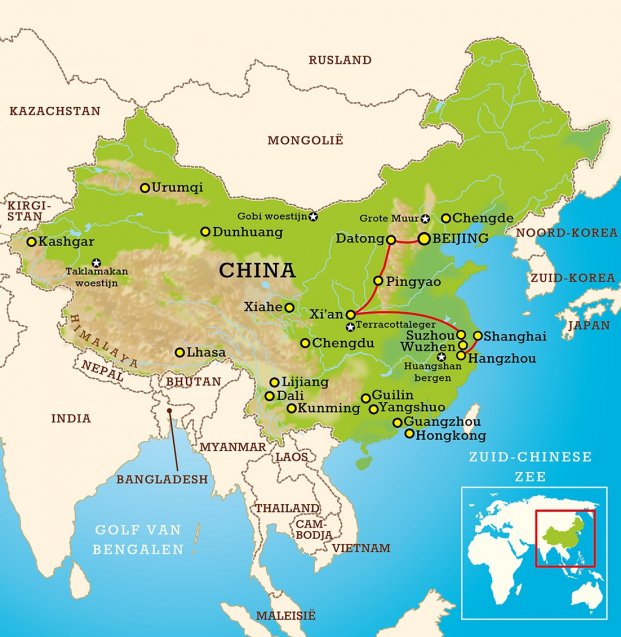 Routekaart China Magic 18 dagen